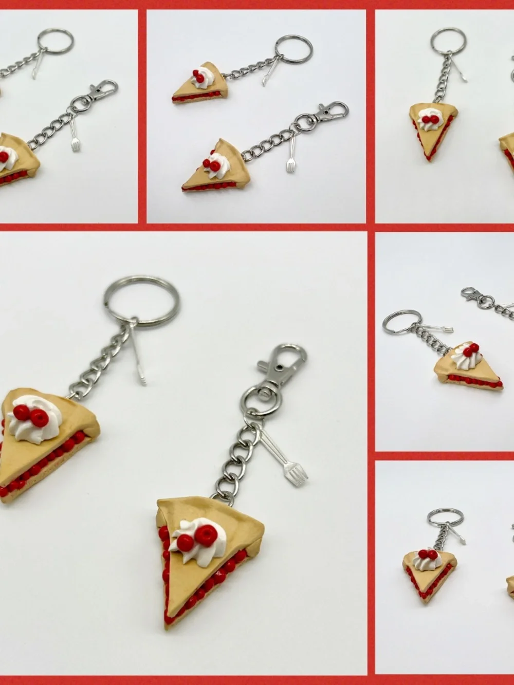 Pie Slice Keychain or Bag Clip | Handmade Dessert Accessories Multiple Flavors